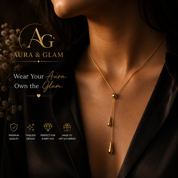 Elegant Double Chain Bolo Necklace – Gold Finish