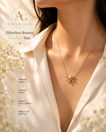 Elegant Floral Pendant Necklace – Gold Finish