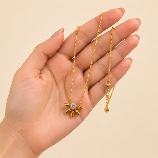 Elegant Floral Pendant Necklace – Gold Finish