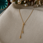 Elegant Double Chain Bolo Necklace – Gold Finish