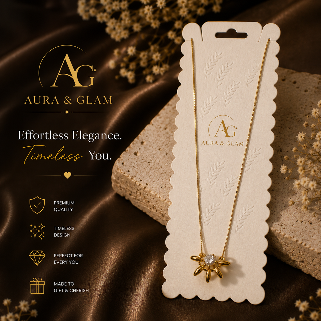 Elegant Floral Pendant Necklace – Gold Finish