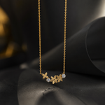 Elegant Floral Cluster Necklace – Gold Finish
