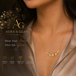 Elegant Floral Cluster Necklace – Gold Finish