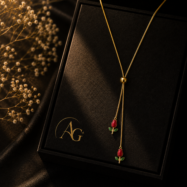 Elegant Rose tulip Necklace – Gold Finish