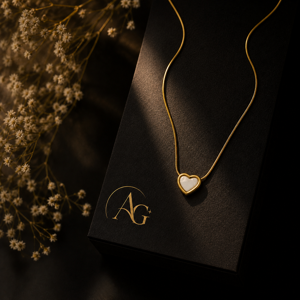 Elegant Pearl Heart Pendant Necklace – Gold Finish
