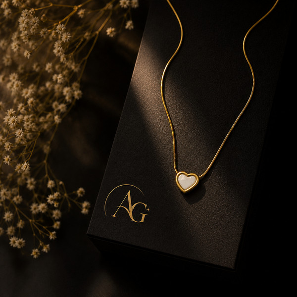 Elegant Pearl Heart Pendant Necklace – Gold Finish