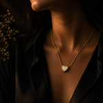 Elegant Pearl Heart Pendant Necklace – Gold Finish