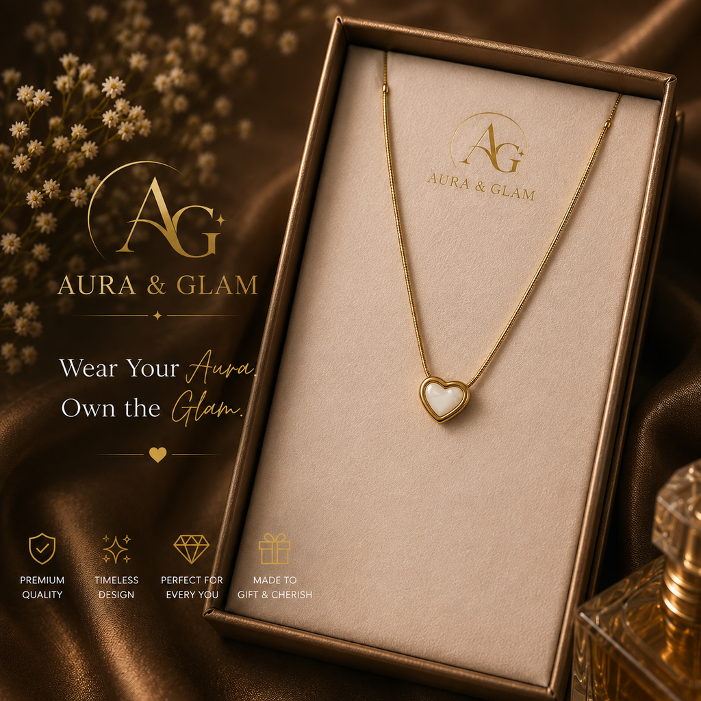 Elegant Pearl Heart Pendant Necklace – Gold Finish