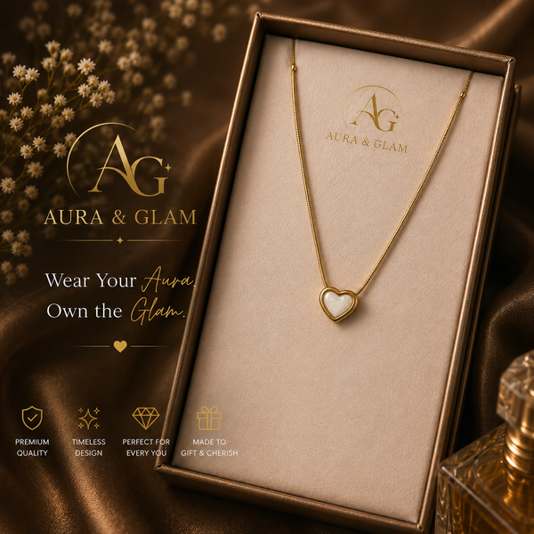 Elegant Pearl Heart Pendant Necklace – Gold Finish