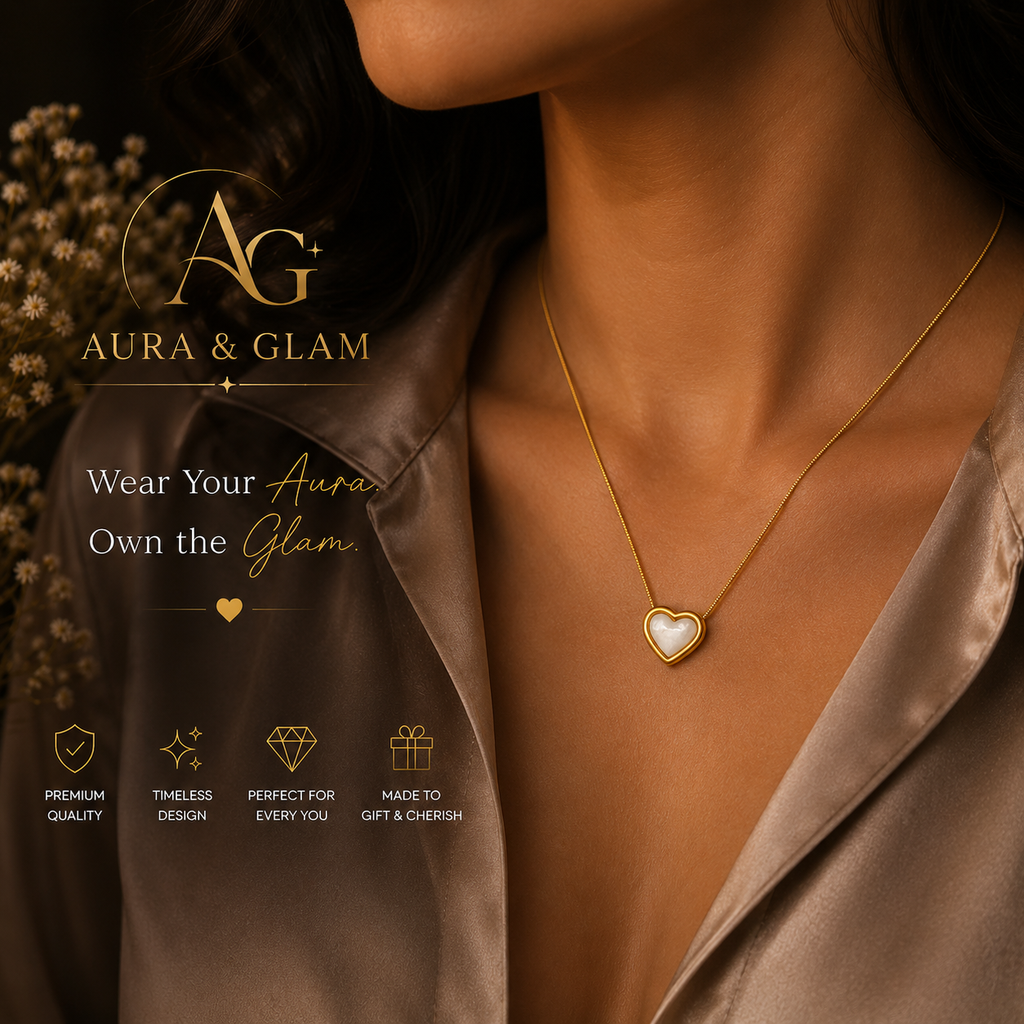 Elegant Pearl Heart Pendant Necklace – Gold Finish