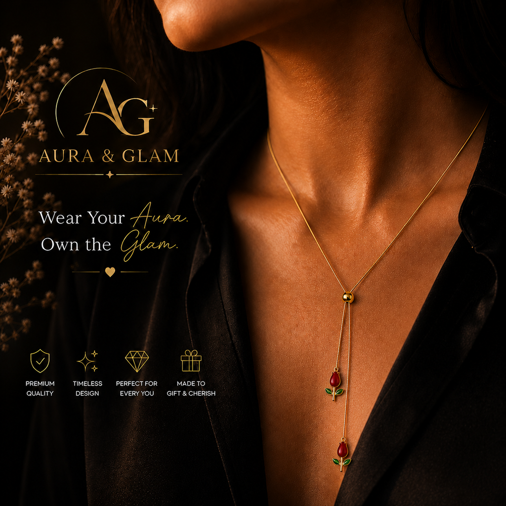 Elegant Rose tulip Necklace – Gold Finish
