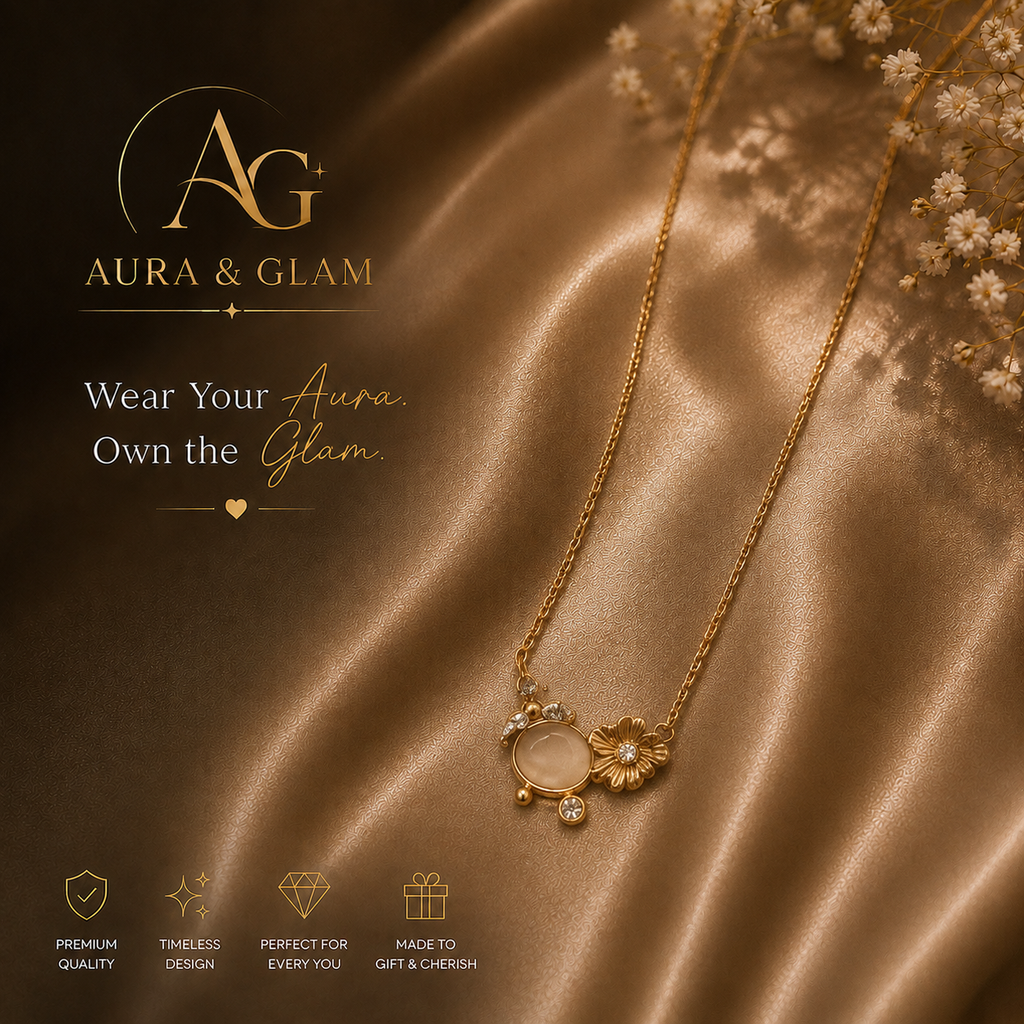 Elegant Floral Bloom Pendant Necklace – Gold Finish