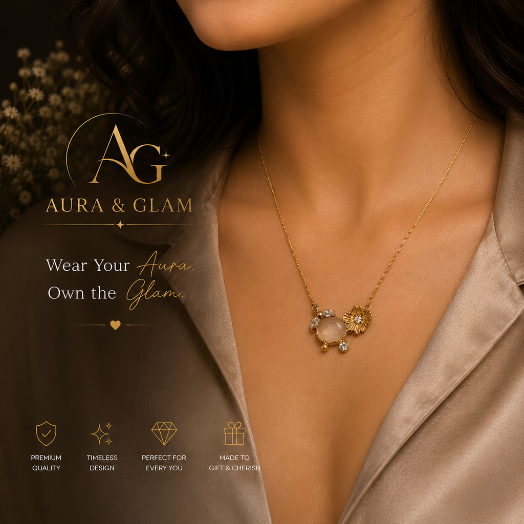 Elegant Floral Bloom Pendant Necklace – Gold Finish