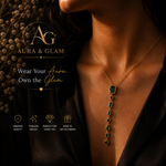 Elegant Emerald Drop Pendant Necklace – Gold Finish