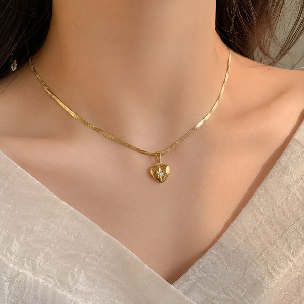 Heart Star Crystal Pendant Necklace