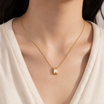 ✨ Gold Rectangle Crystal Pendant Necklace