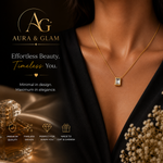 ✨ Gold Rectangle Crystal Pendant Necklace