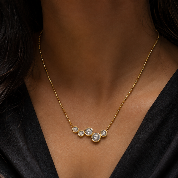 ✨ Gold Rectangle Crystal Pendant Necklace