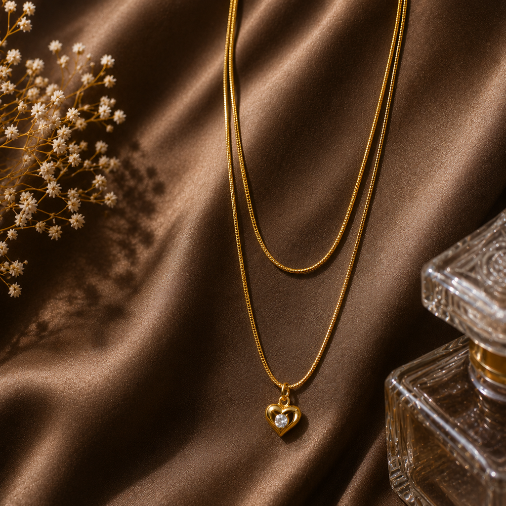 Heart Crystal Layered Necklace