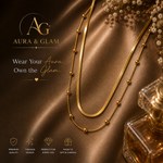 Gold Double Layer Beaded Chain Necklace