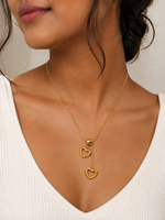 Gold Double Heart Lariat Necklace