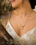 Gold Beaded Round Pendant Necklace
