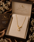 Gold Beaded Round Pendant Necklace