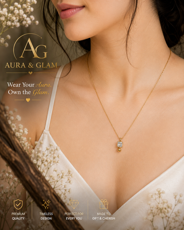 Square Crystal Pendant Necklace
