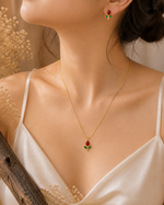 Tulip Red & Green Floral Pendant Necklace
