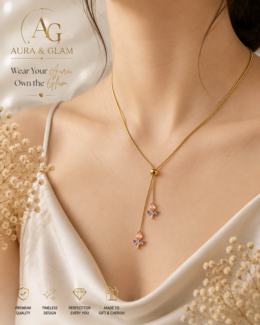 Tulip Butterfly Lariat Necklace
