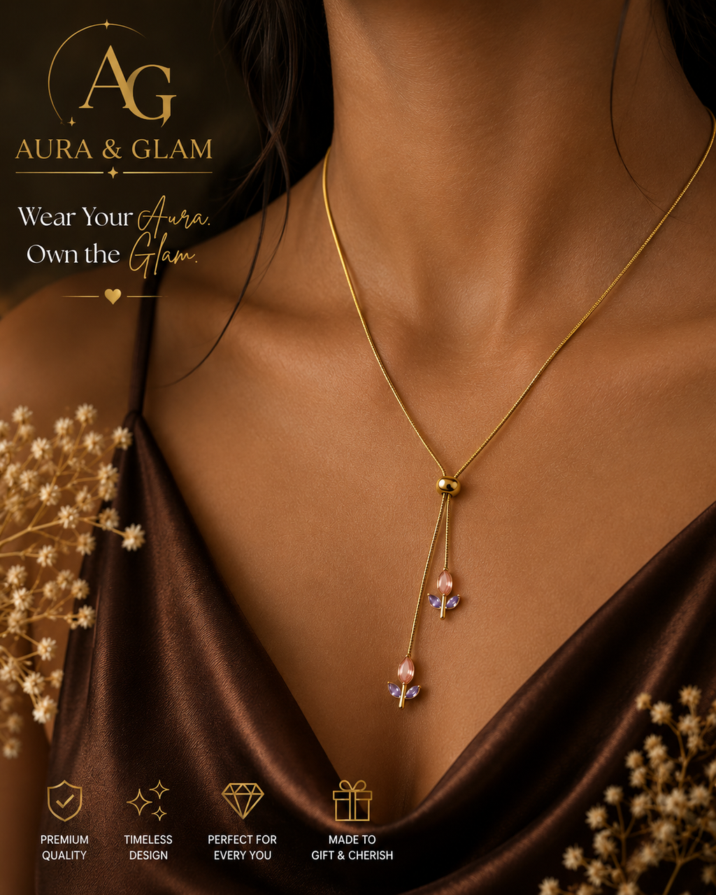 Tulip Butterfly Lariat Necklace