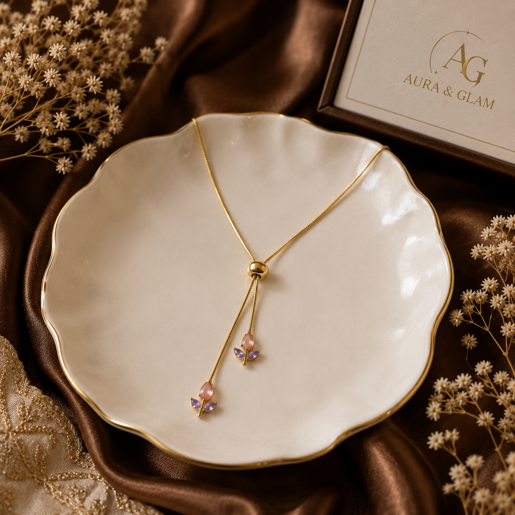 Tulip Butterfly Lariat Necklace