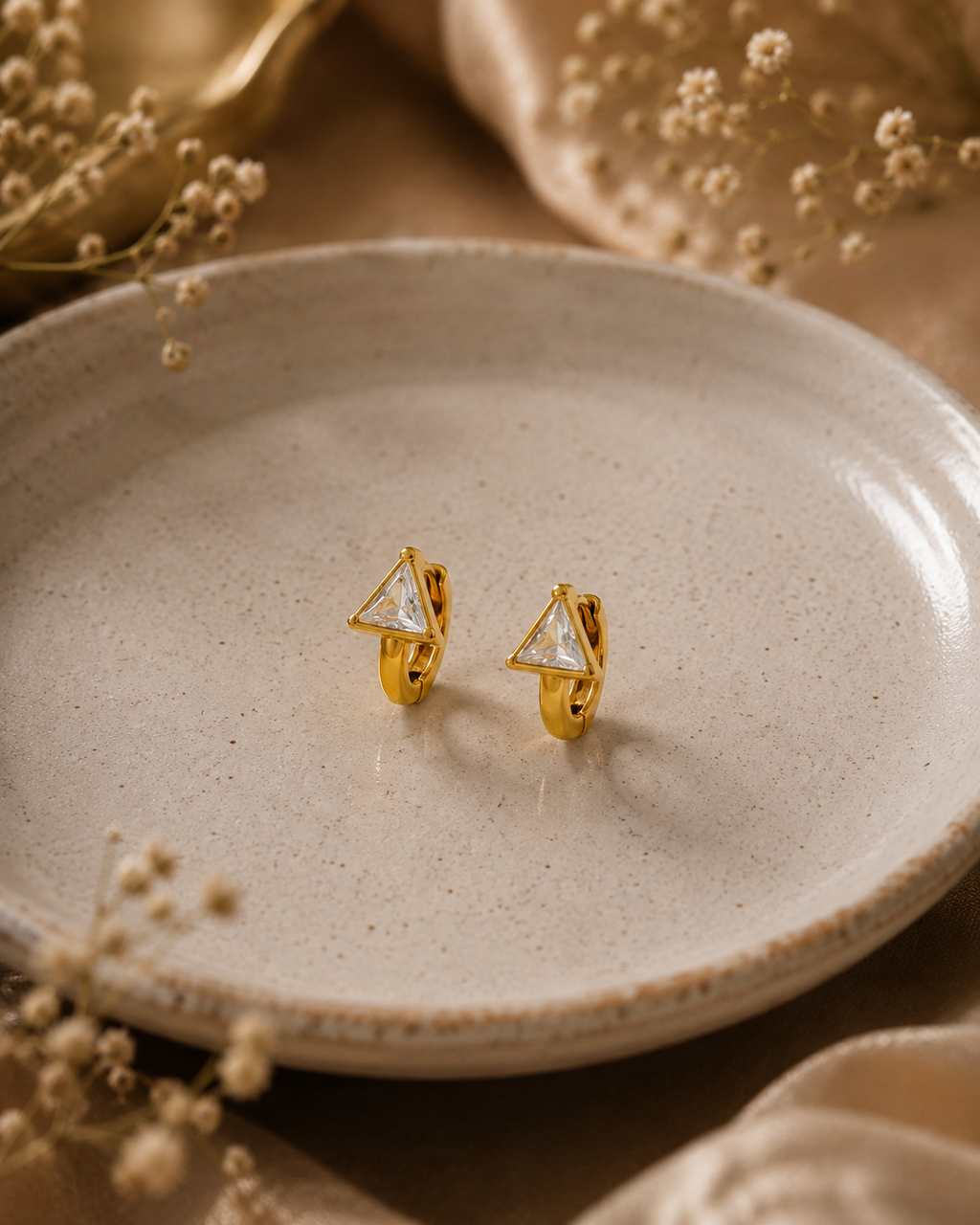 Triangle Crystal Hoop Earrings