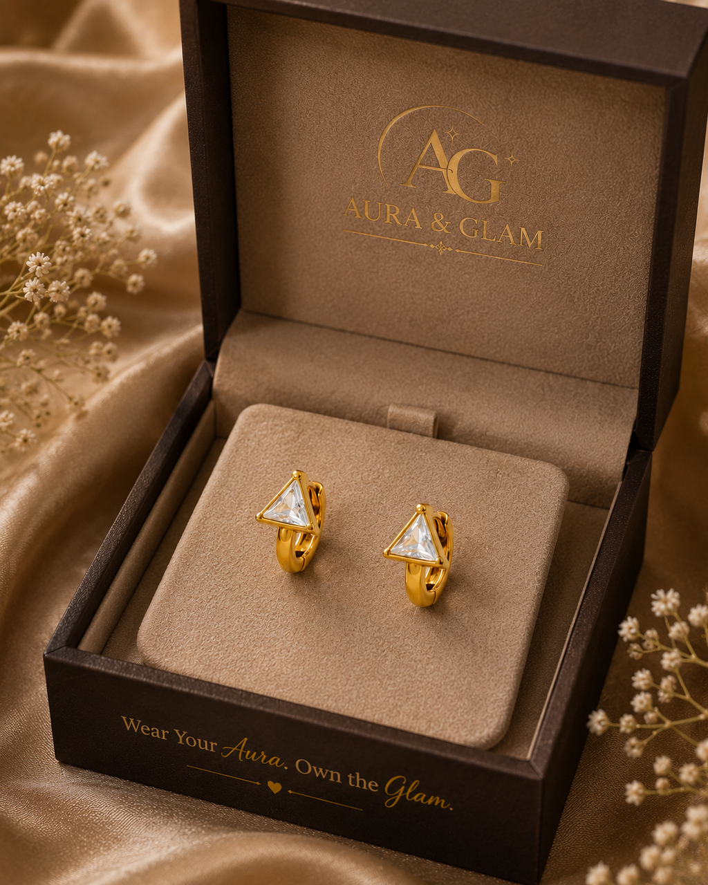 Triangle Crystal Hoop Earrings