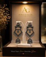 Oxidised Silver Traditional Statement Jhumka Earrings