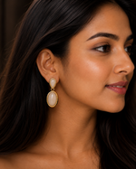 Gold-Tone White Stone Drop Earrings