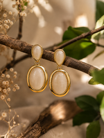 Gold-Tone White Stone Drop Earrings