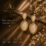 Gold-Tone White Stone Drop Earrings