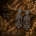 Oxidised Silver Traditional Jhumka Earrings