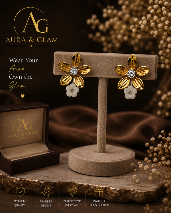 Gold Floral  Earrings