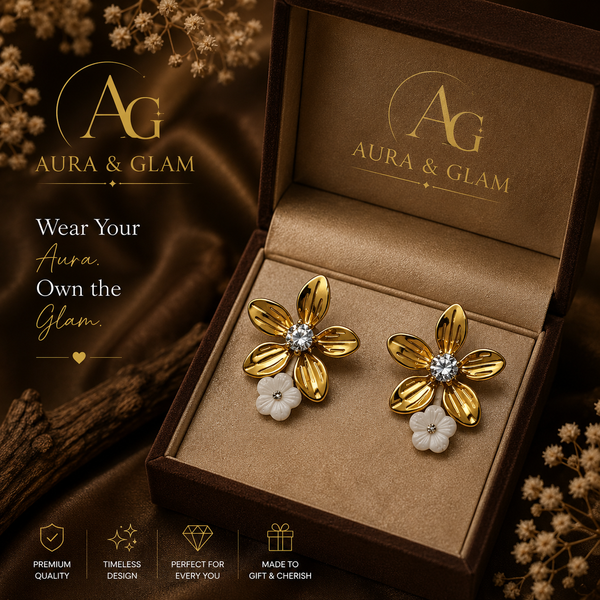 Gold Floral  Earrings