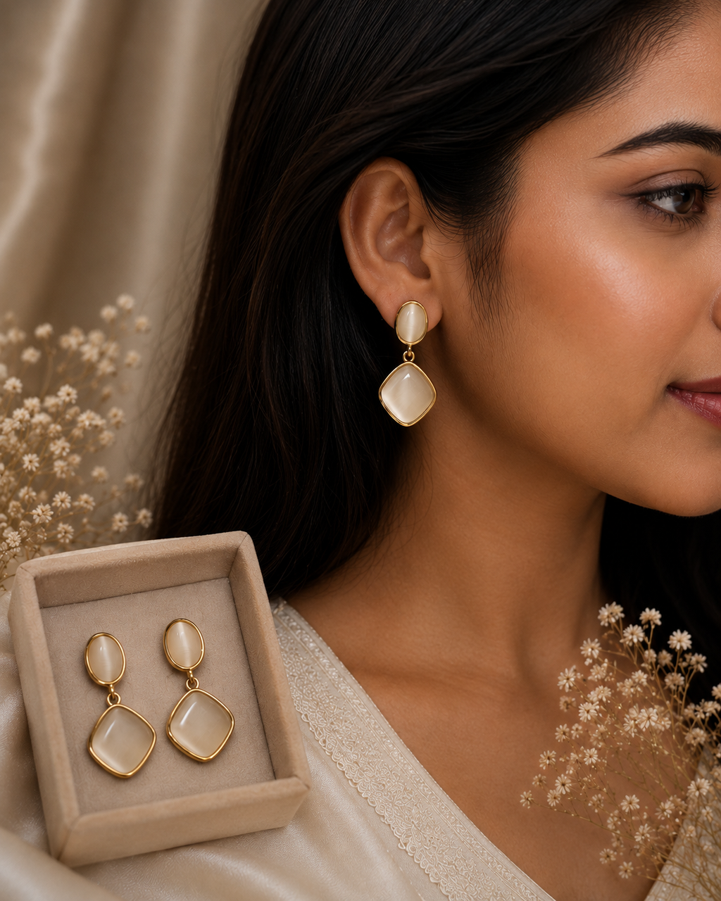 Tone Pearl Drop Earrings