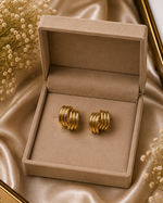 Gold Ribbed Hoop Earrings