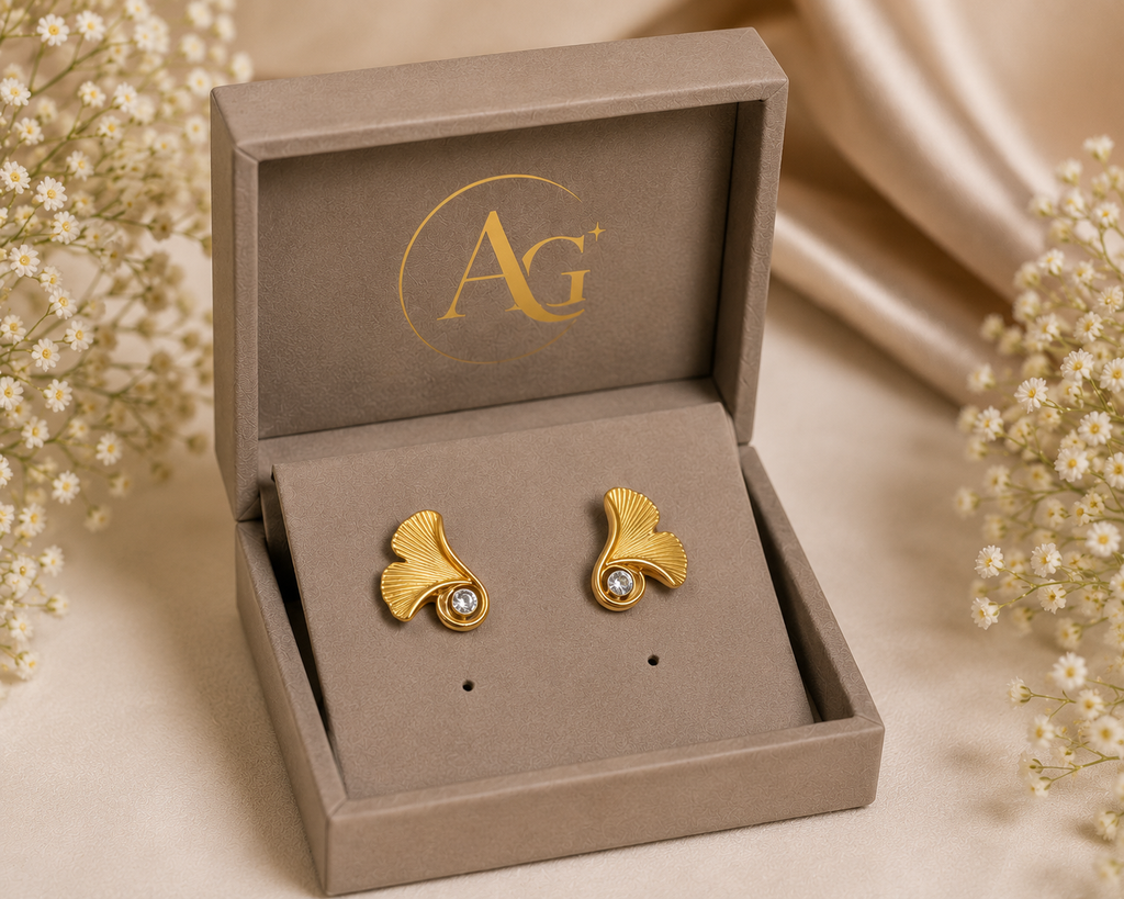 Elegant Gold Leaf Crystal Earrings for Women