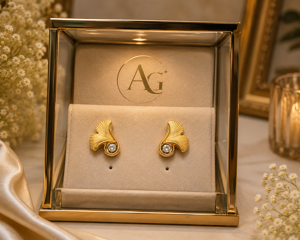 Elegant Gold Leaf Crystal Earrings for Women