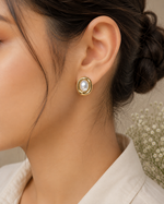 Elegant Pearl Gold Stud Earrings for Women