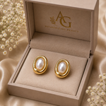 Elegant Pearl Gold Stud Earrings for Women