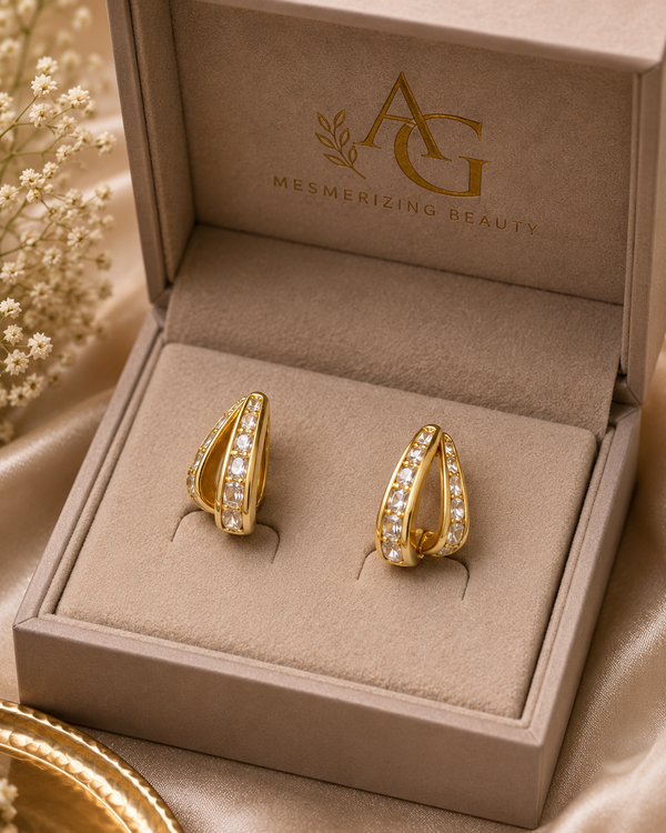 Elegant Teardrop Crystal Gold Earrings for Women