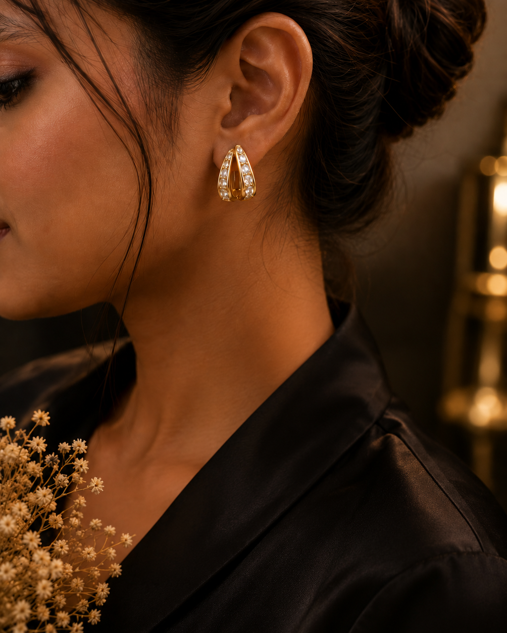 Elegant Teardrop Crystal Gold Earrings for Women