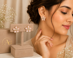 Elegant Pink Flower Crystal Earrings for Women